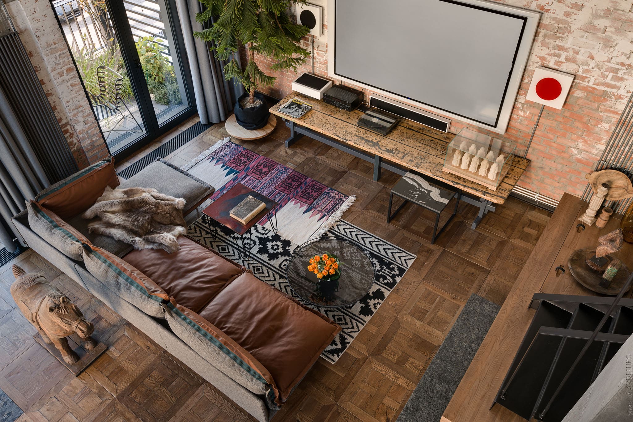 modern industrial rustic living room