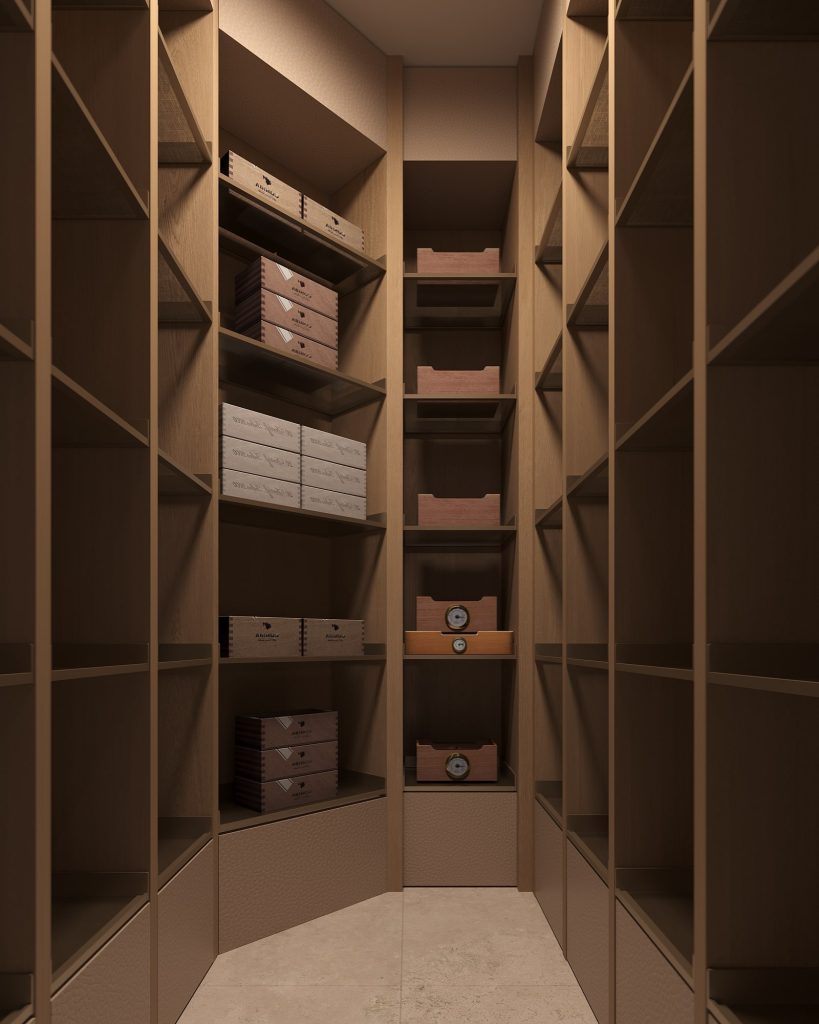Shelves of cigar boxes