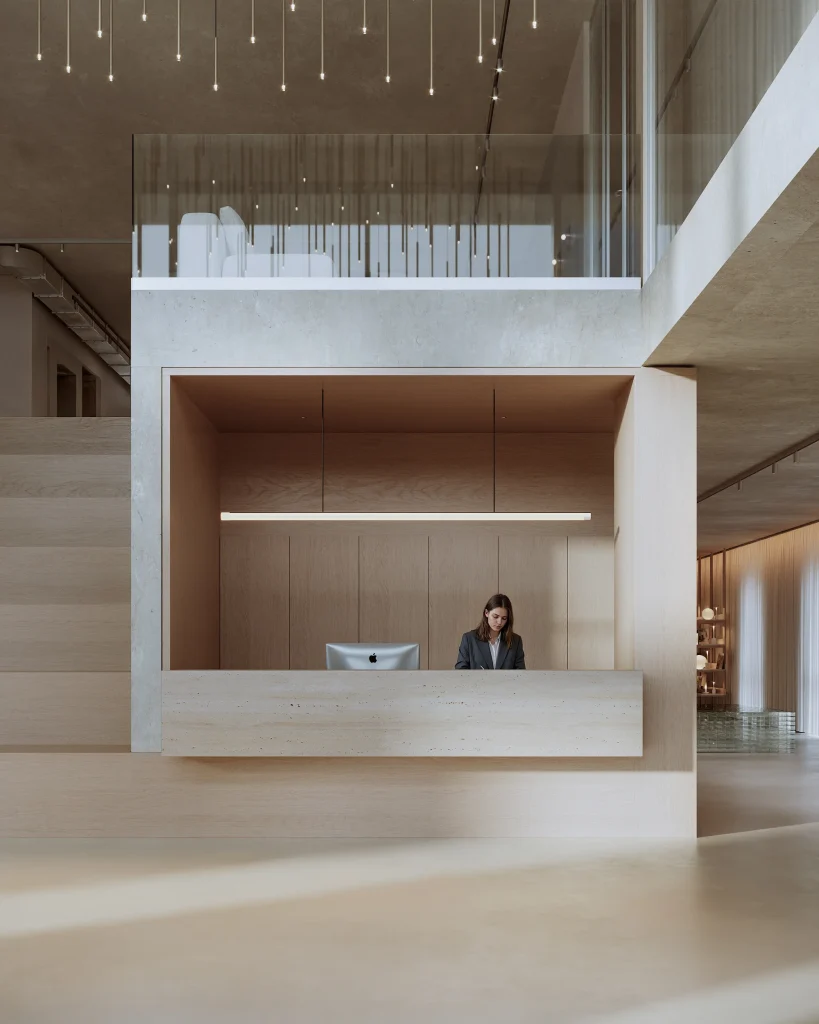 Showroom Lausanne interior design wide angle view