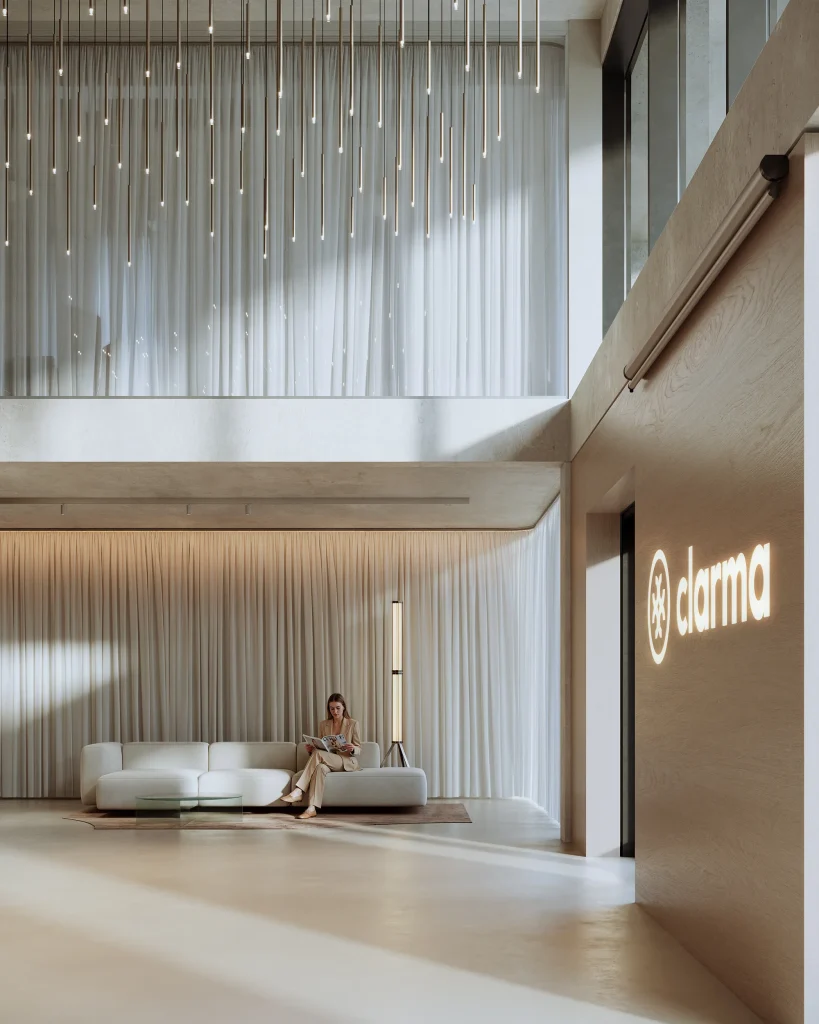 Showroom Lausanne reception desk interior design