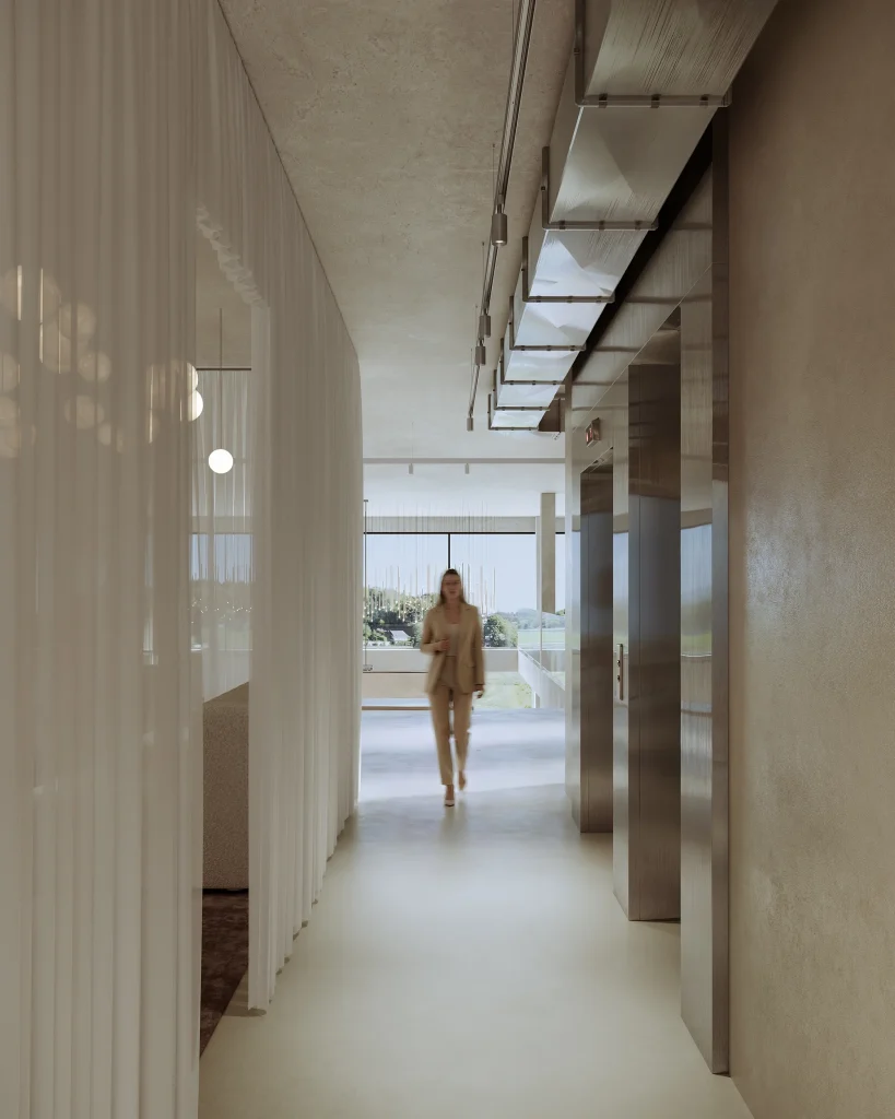 Showroom Lausanne branding detail in showroom interior