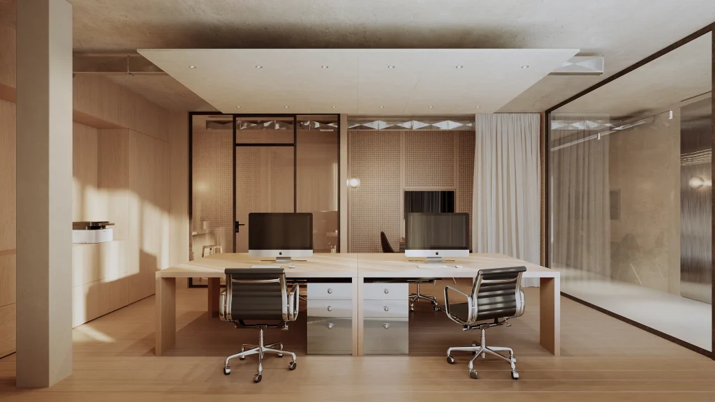 Showroom Lausanne meeting area commercial interior design