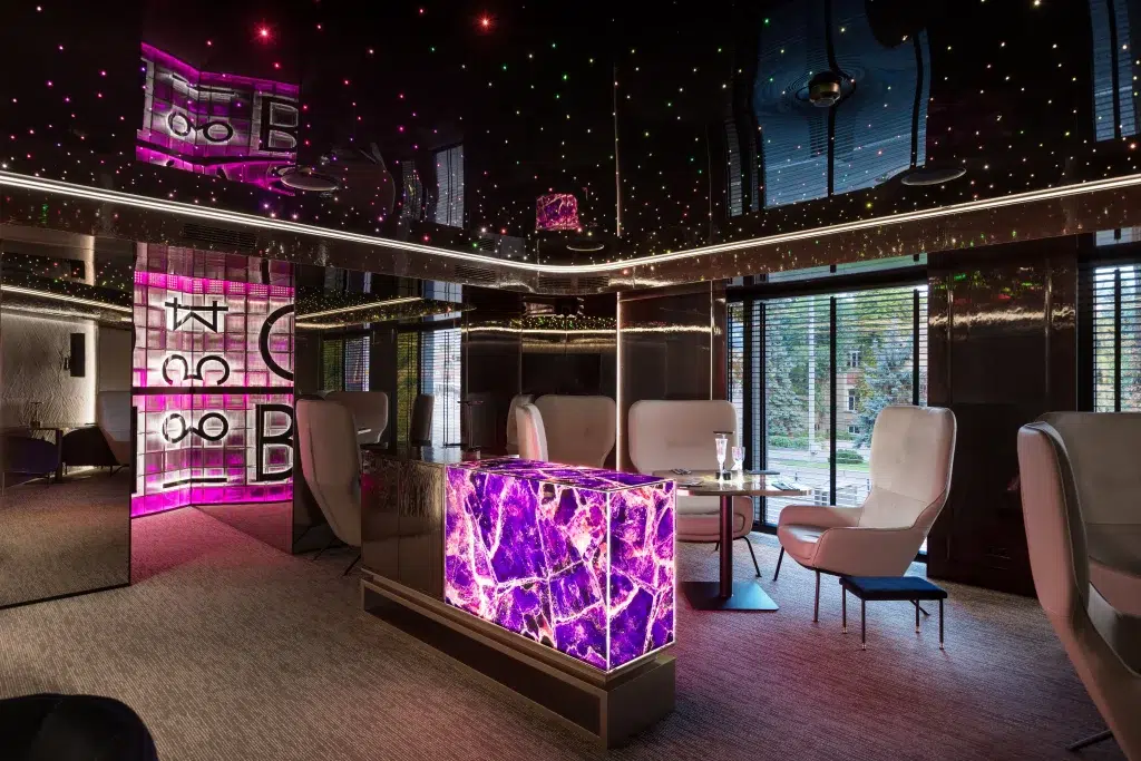 Modern three-level bar interior design