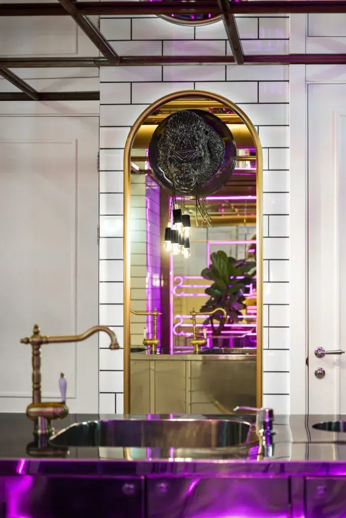 Immersive hospitality interior with decorative details